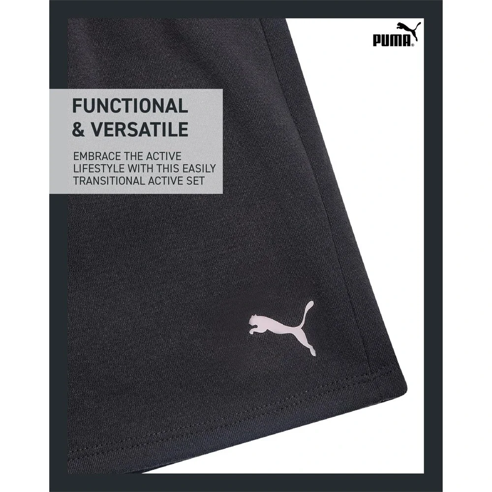 PUMA Girls Active Shorts Set - 3 Piece Performance T-Shirt, Tank Top, Gym Shorts
